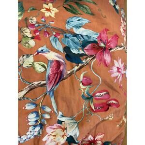 Bird Botanical Garden Full Cotton Duvet Cover Tropical Floral Rust Orange Brushe